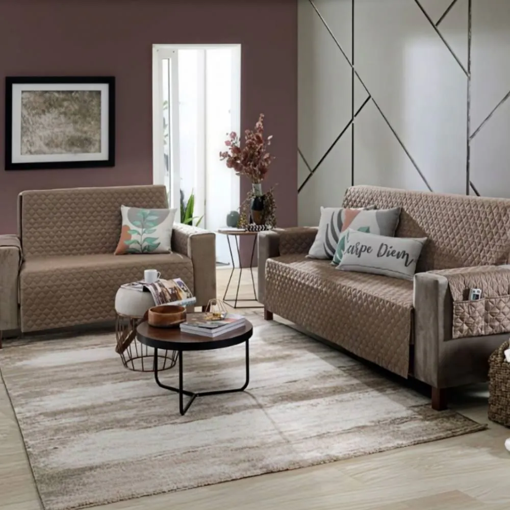 Kit Protetor de Sofa 2 e 3 Lugares - Taupe