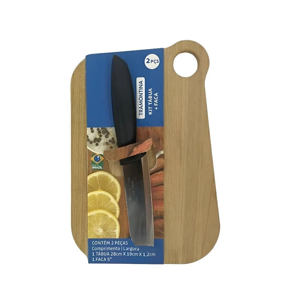 Kit Tábua com Faca Santoku Tramontina - 2 Peças