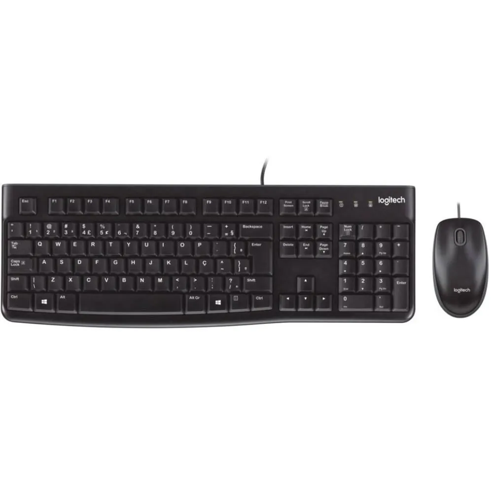 Kit Teclado e Mouse Logitech com Fio Mk120 - Preto