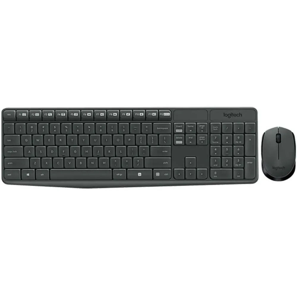 Kit Teclado e Mouse Logitech Sem Fio Mk235 - Preto