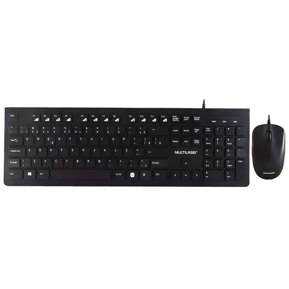 Kit Teclado e Mouse Multilaser com Fio Tc240 - Preto