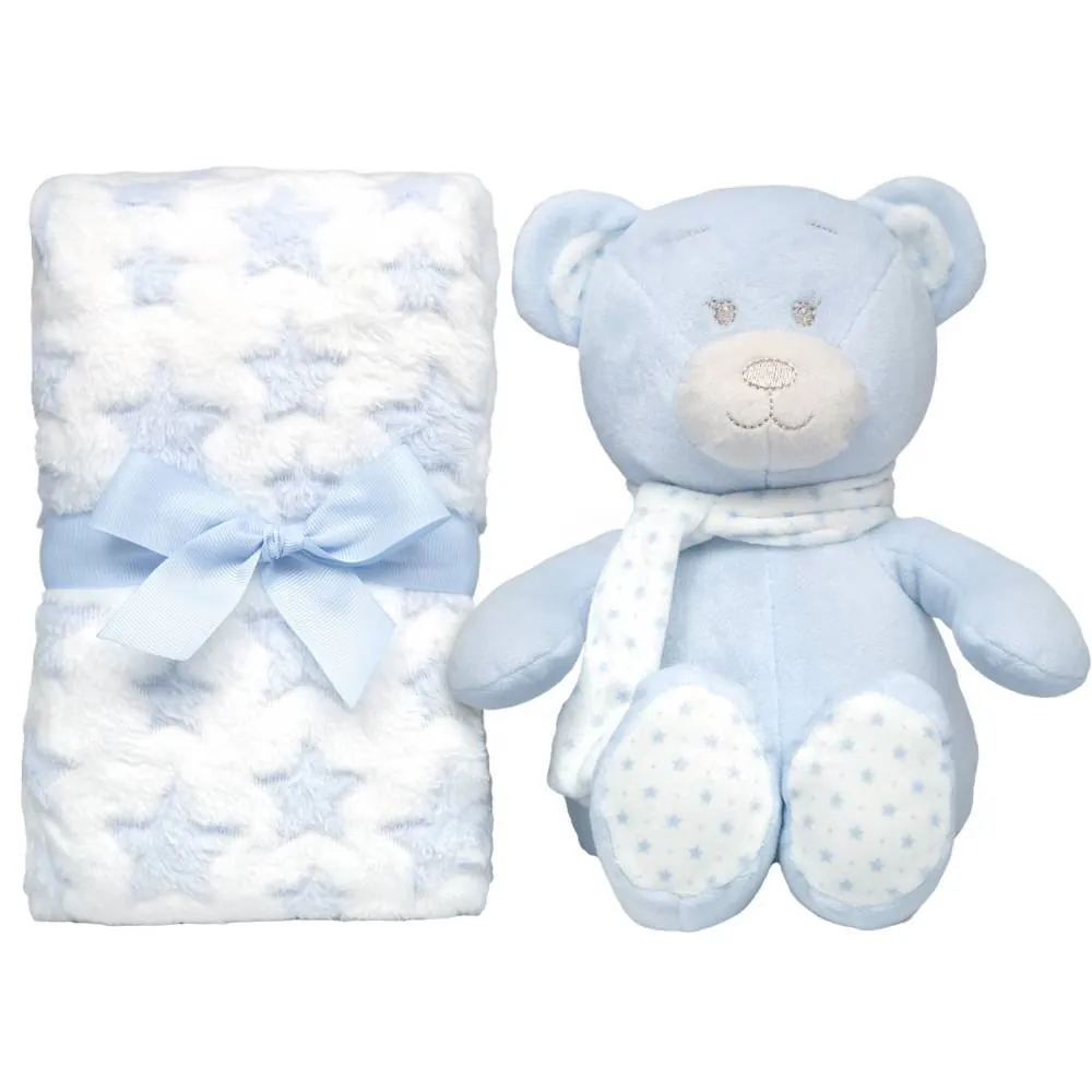Kit Ursinho com Mantinha Soninho Buba - Azul