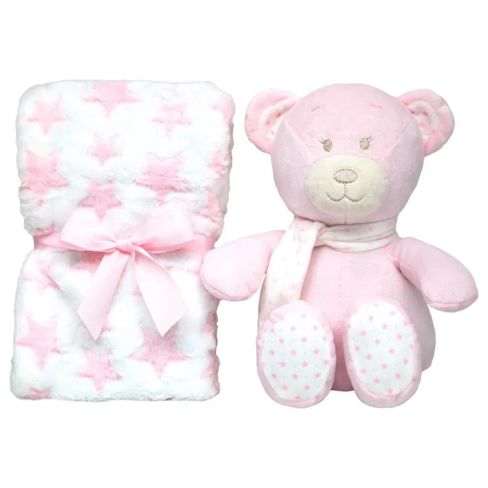 Kit Ursinho com Mantinha Soninho Buba - Rosa