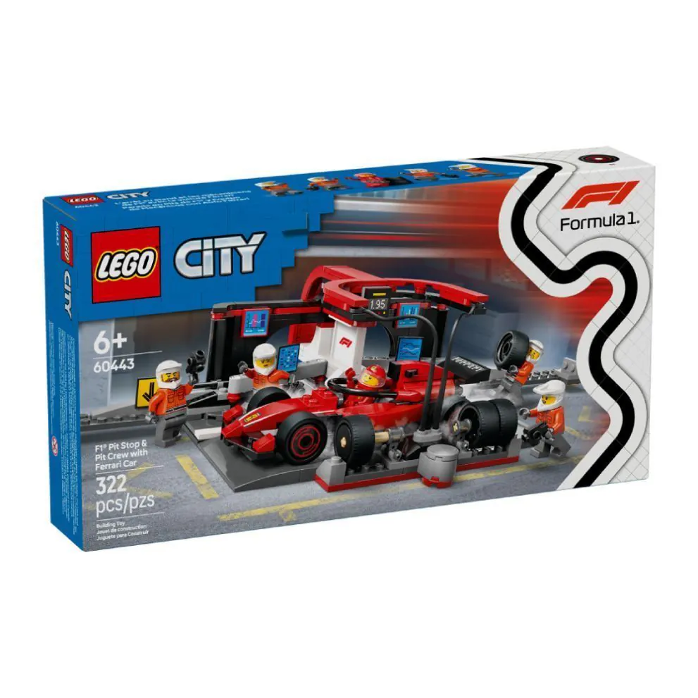 Lego City F1 Pit Stop com Carro Ferrari - 60443