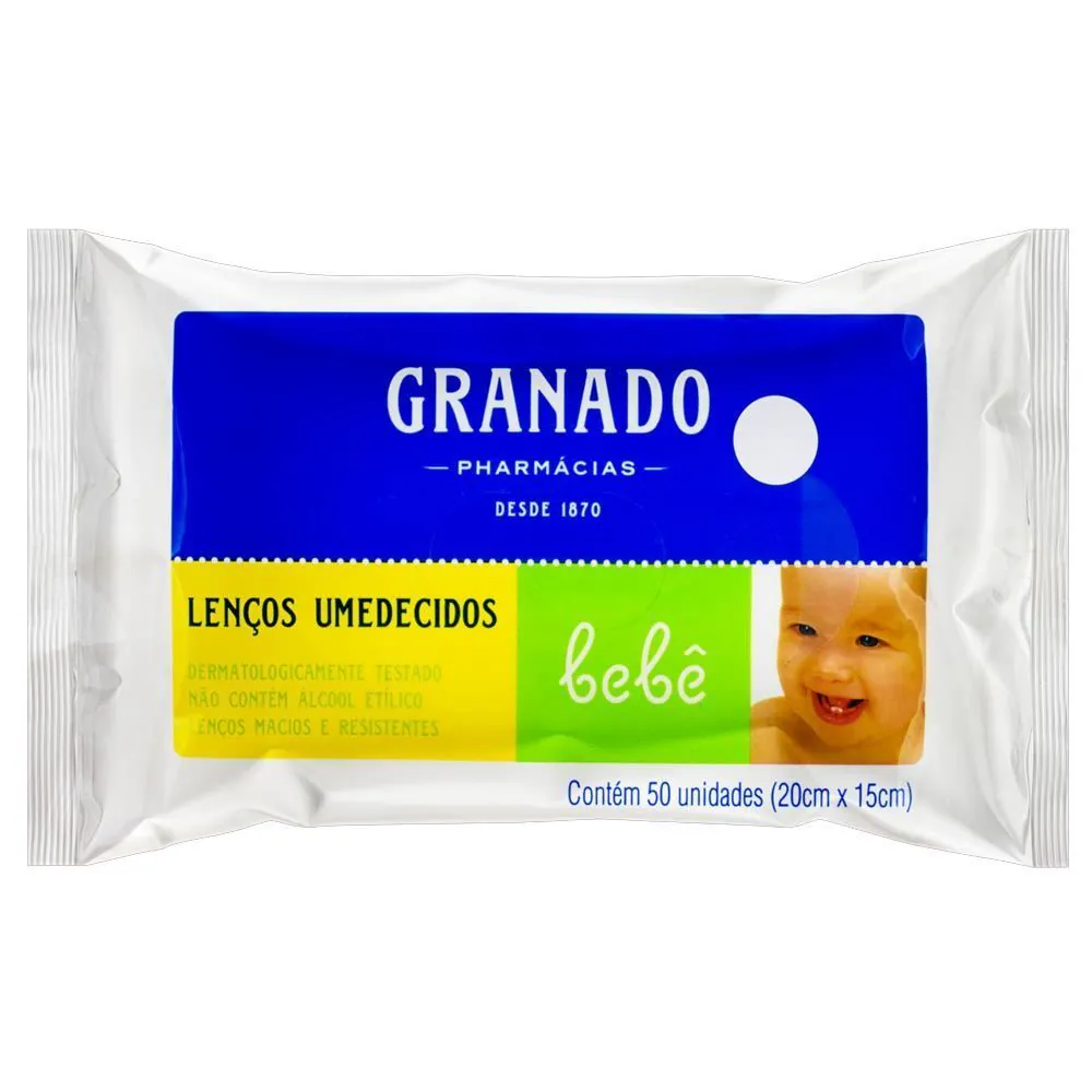 Lenço Umedecido Macio Granado Bebê - 50 Unidades