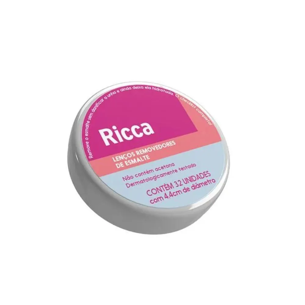 Lenço Umedecido Removedor de Esmalte Ricca - 32 Unidades