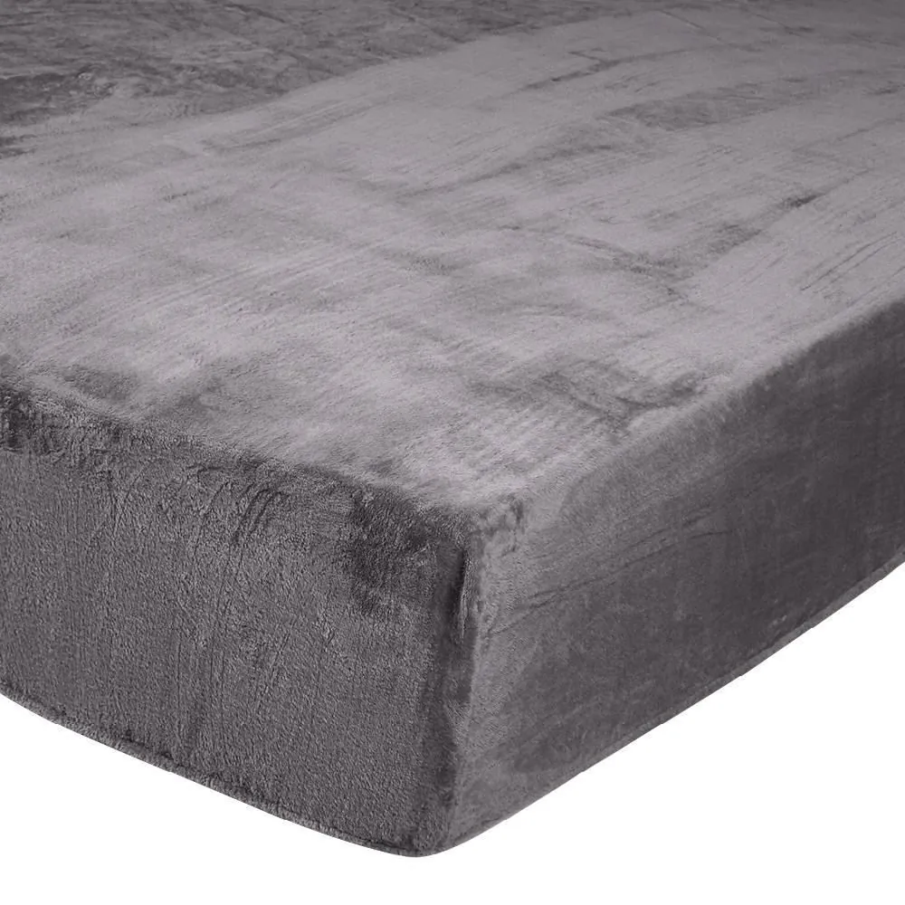 Lençol Avulso Casal com Elástico Plush Slip - Cinza Ardósia