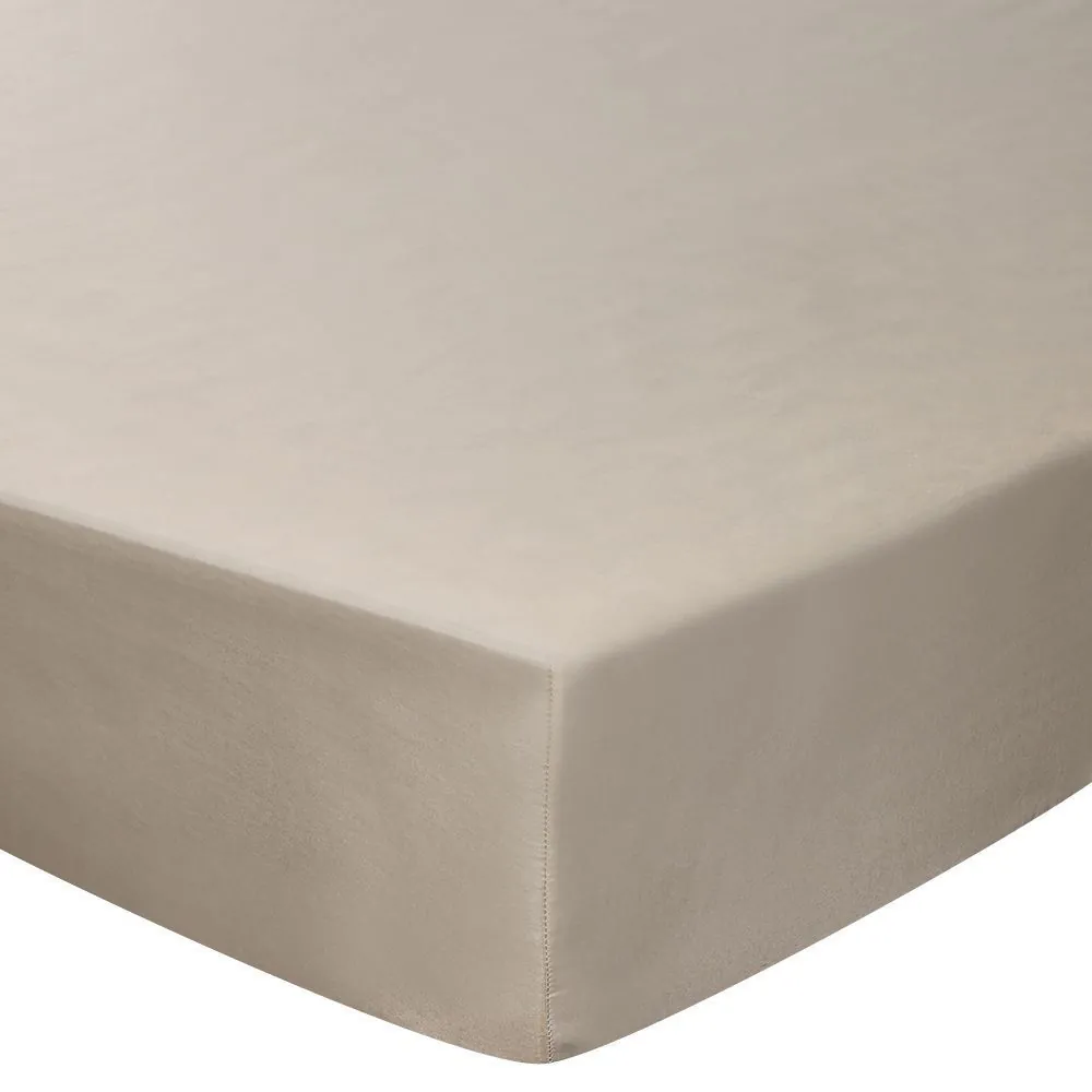 Lençol Avulso Queen com Elástico Microfibra Liso - Bege
