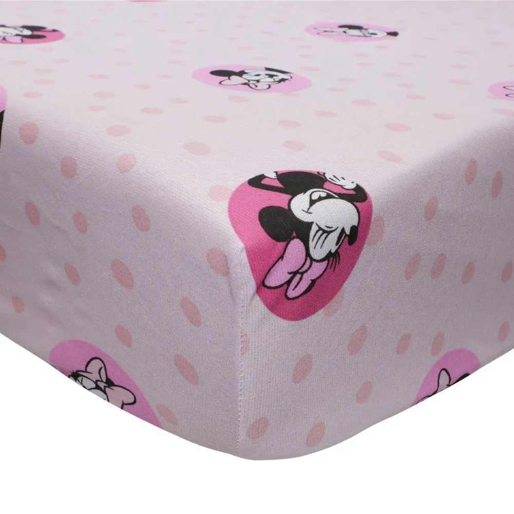 Lençol Avulso com Elástico Solteiro Estampado Disney Portallar 1 Pç - Minnie Pink