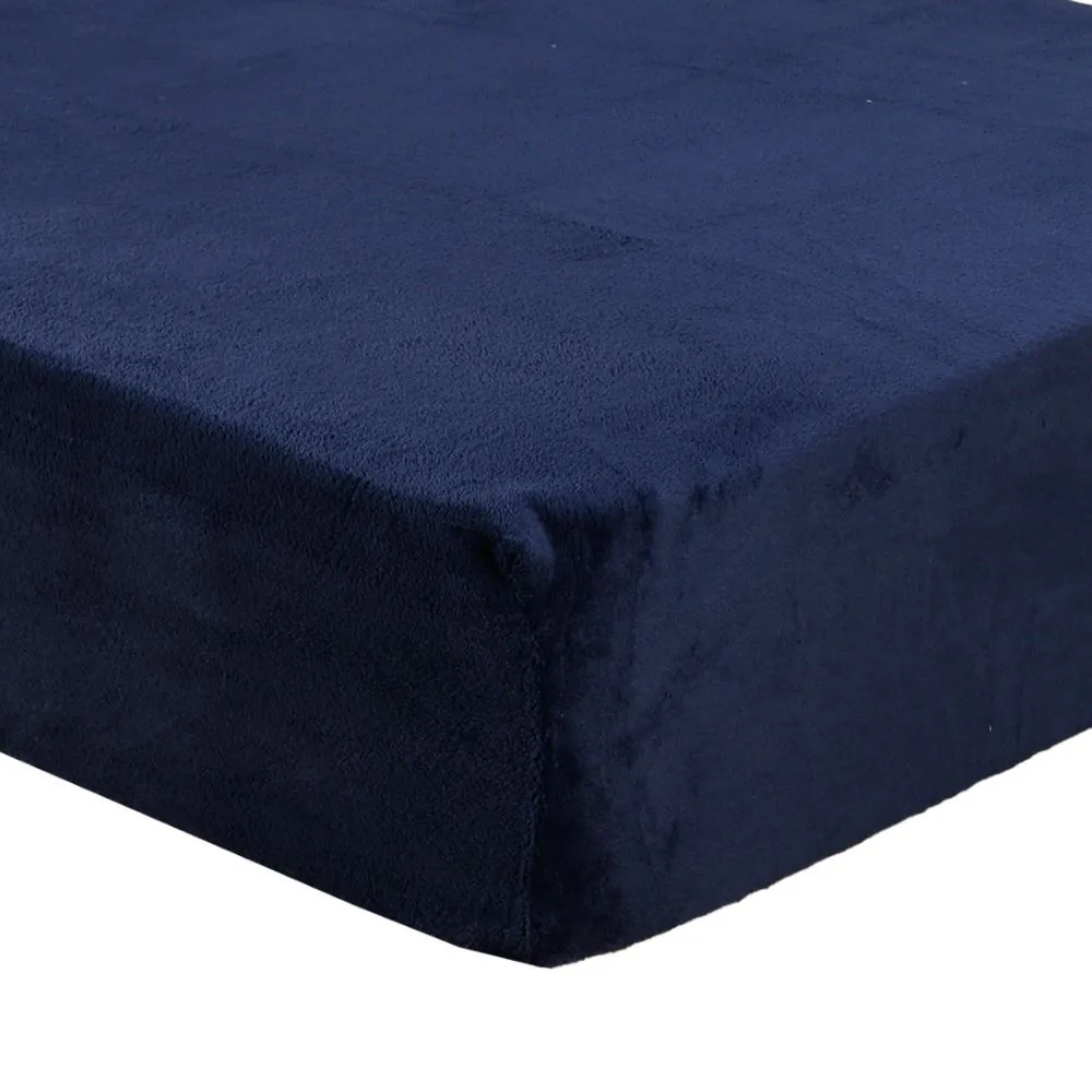 Lençol Solteiro Avulso com Elástico Plush - Azul Mariner