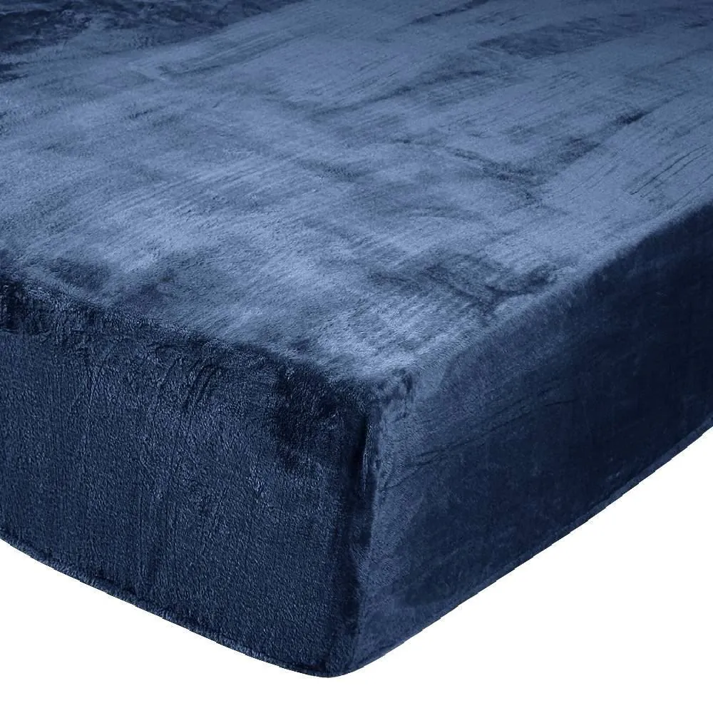 Lençol Queen com Elástico Avulso Plush Slip - Azul Mariner