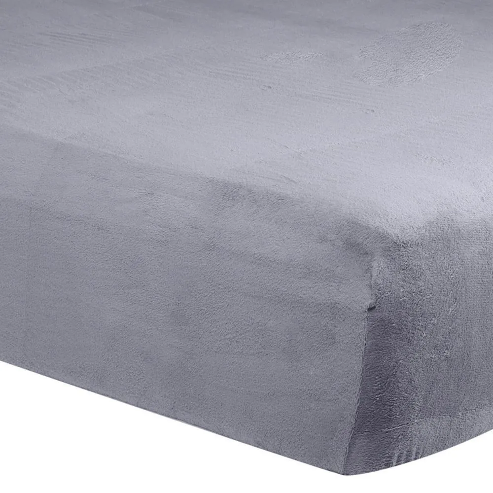 Lençol Queen com Elástico Avulso Plush Slip - Cinza Cromo