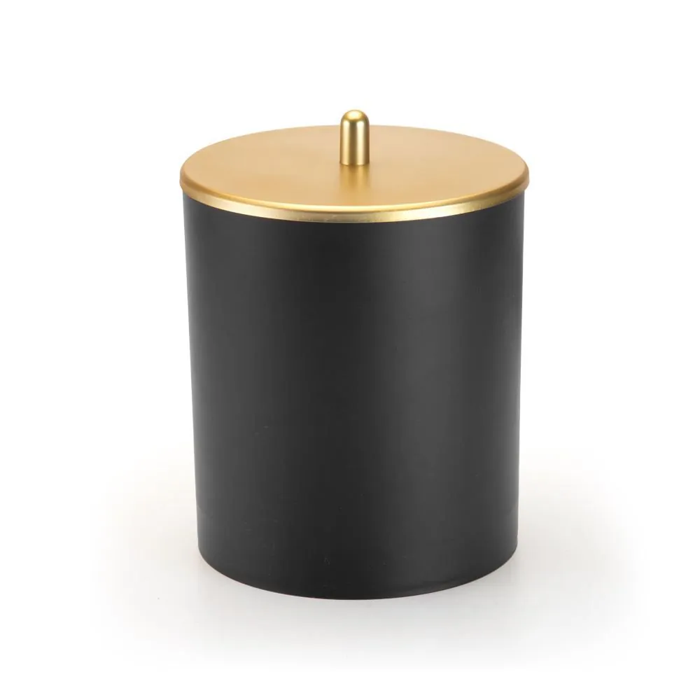 Lixeira com Tampa Plástica Arthi 5 Litros - Preto e Dourado