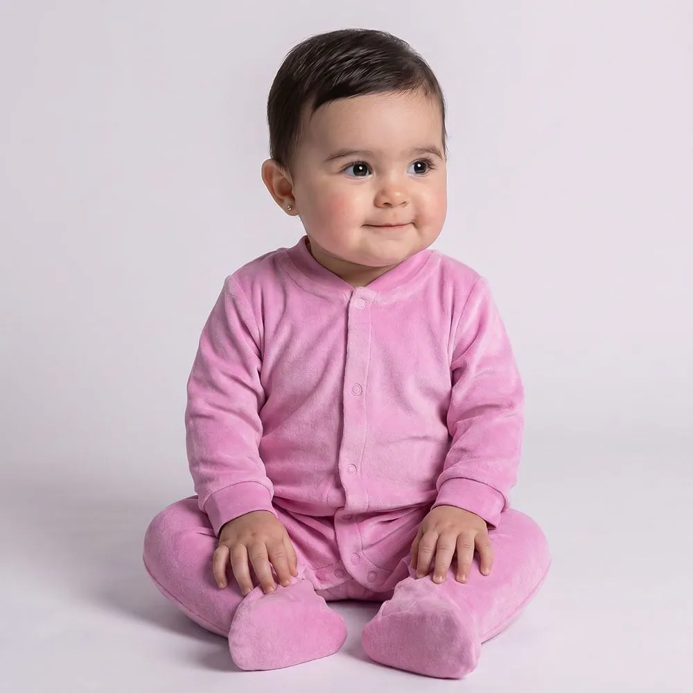Macacão Bebê Menina em Plush com Pé Reversível Yoyo Baby Lilas Orquidea
