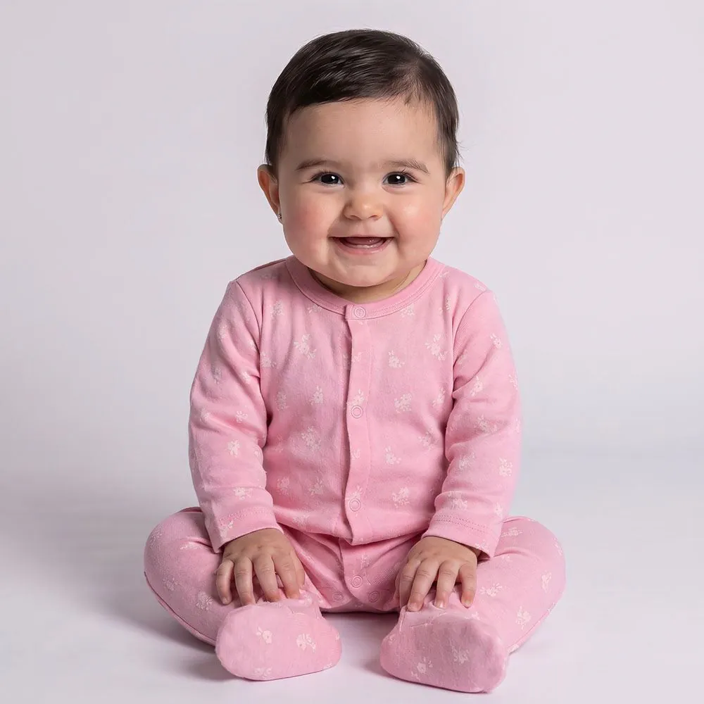 Macacão Bebê Menina Longo com Pé Reversível Yoyo Baby Florzinha