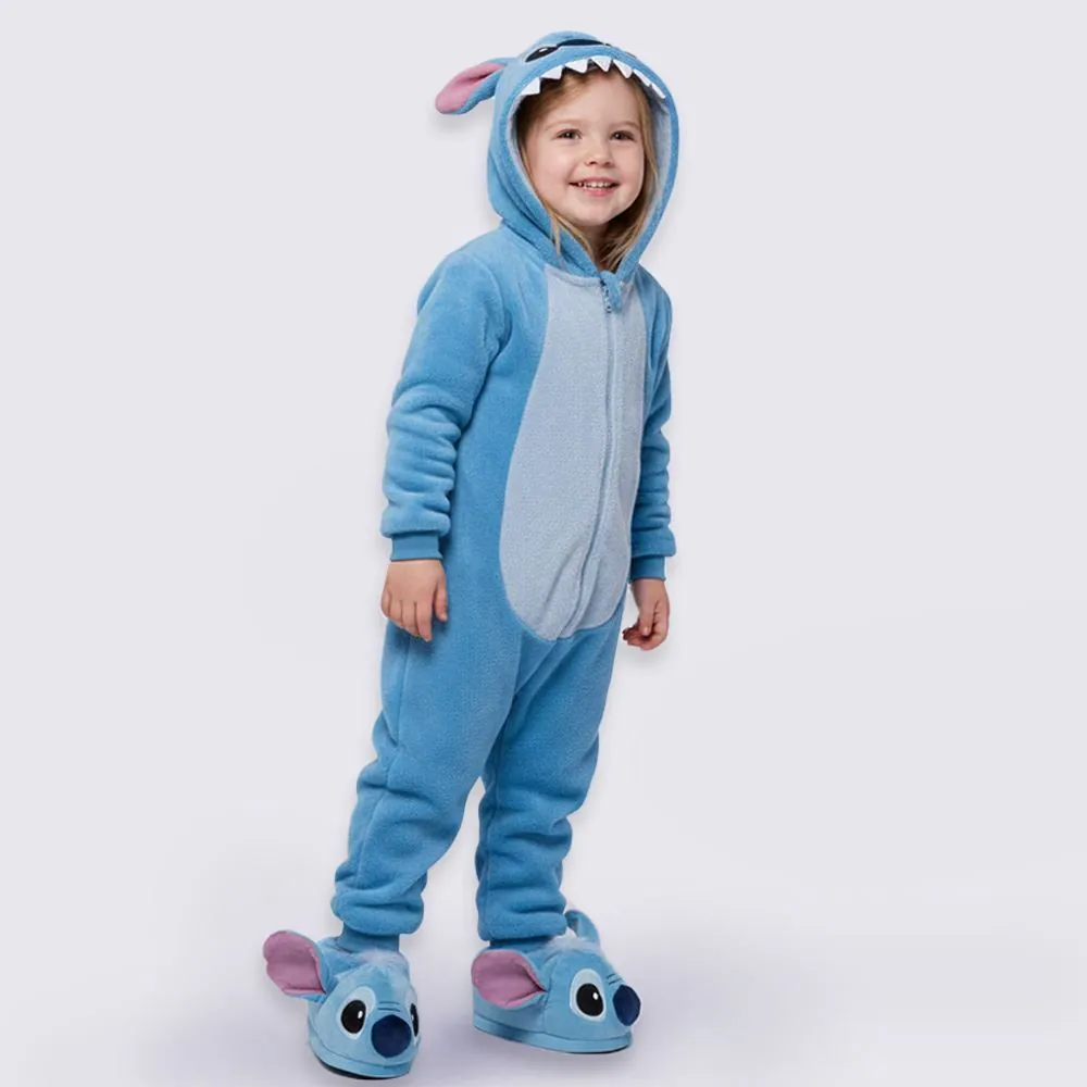 Macacão Pijama Infantil 1 a 3 Anos em Fleece Disney Stitch