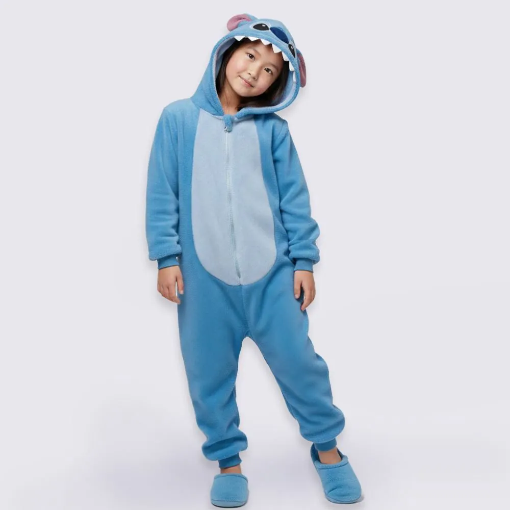 Macacão Pijama Infantil 4 a 10 Anos Stitch Disney Azul