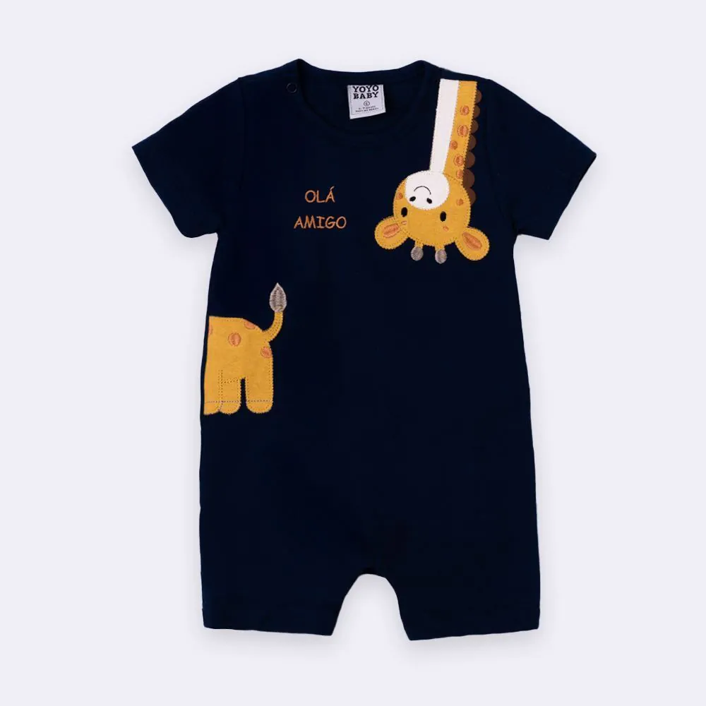 Macaquinho Bebê Menino Savana Trip Yoyo Baby Azul Marinho