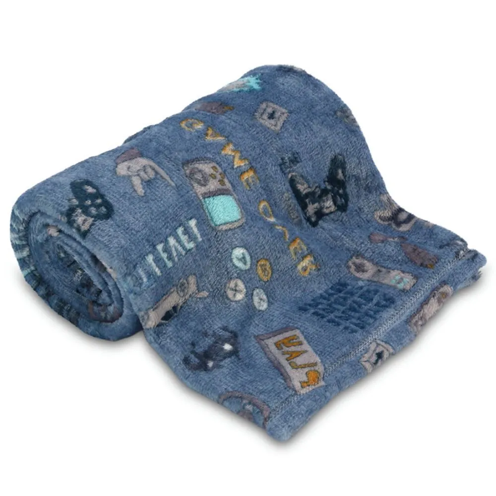 Manta Infantil 100% Poliéster Encantos Kids - Gaming Azul