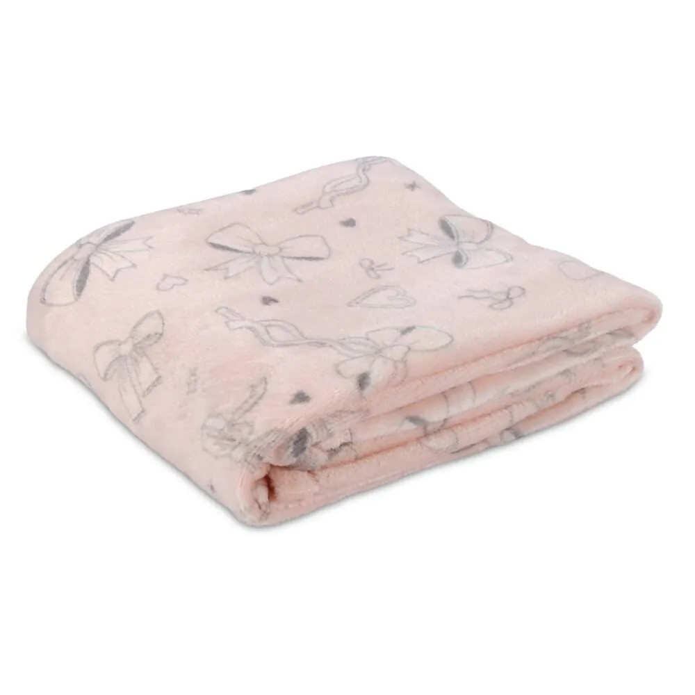 Manta Infantil Encantos Kids - Laços Rosa e Cinza