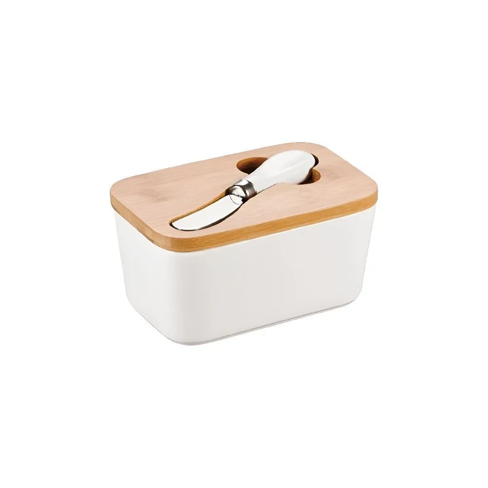 Manteigueira com Espátula Casual Hauskraft 15 Cm - Branco