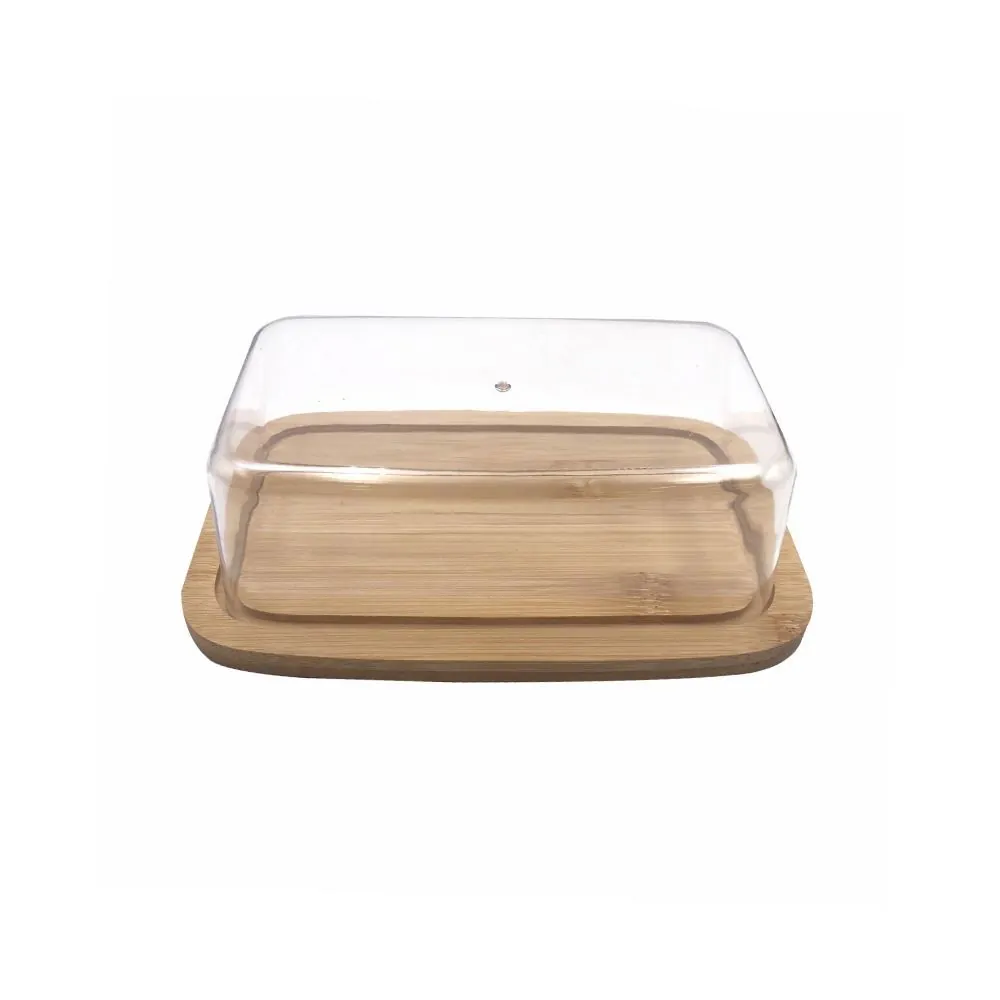 Manteigueira de Bambu com Tampa 19 Cm - Transparente