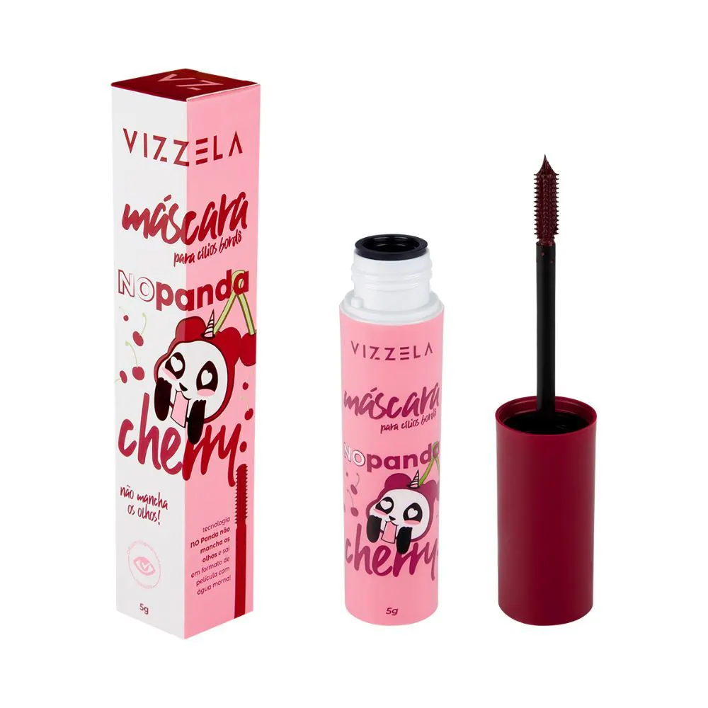 Máscara para Cílios no Panda Cherry Bordô Vizzela Vegana 5G