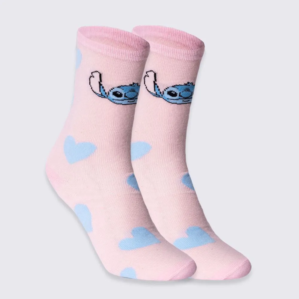 Meia Cano Longo Stitch Disney - Rosa 39/43