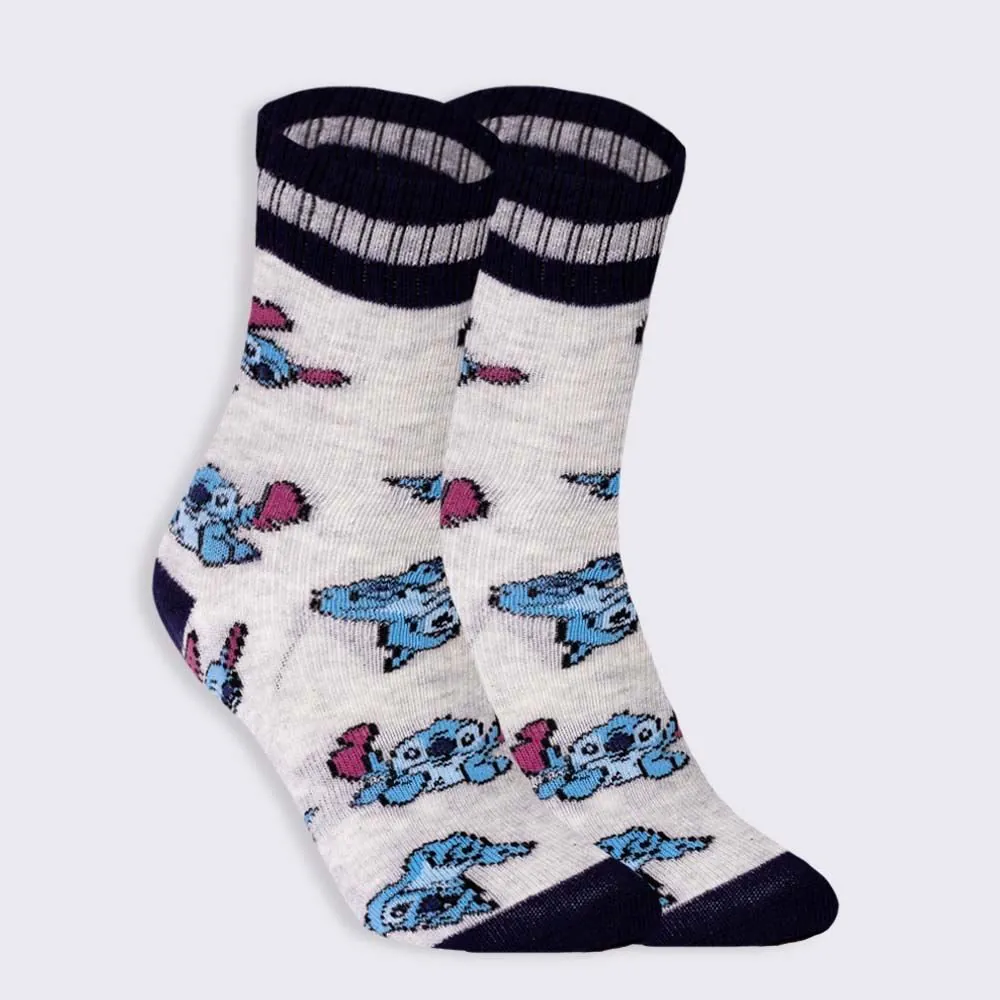 Meia Cano Longo Stitch Disney - Cinza 34/38