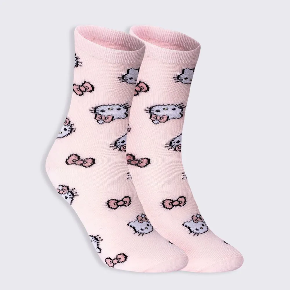 Meia Infantil Cano Longo Hello Kitty Sanrio Rosa