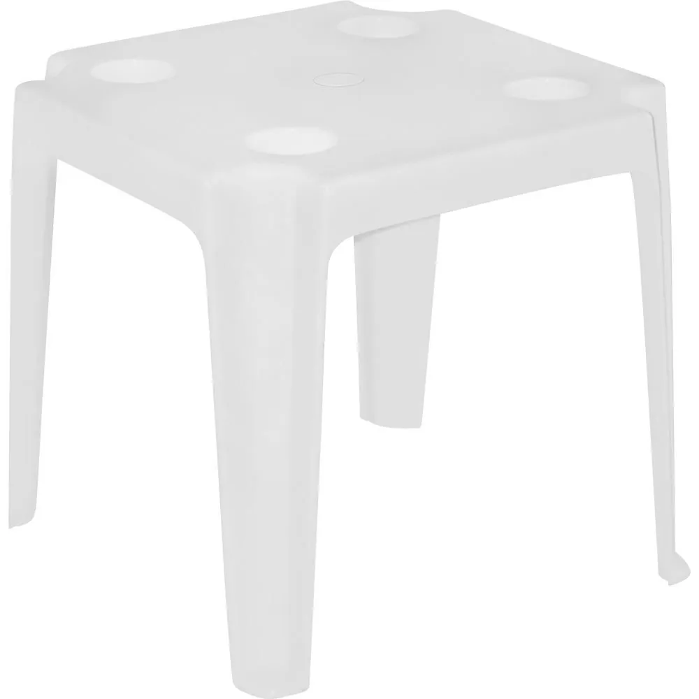 Mesa Plástica de Apoio com Porta Copos Bel Branca