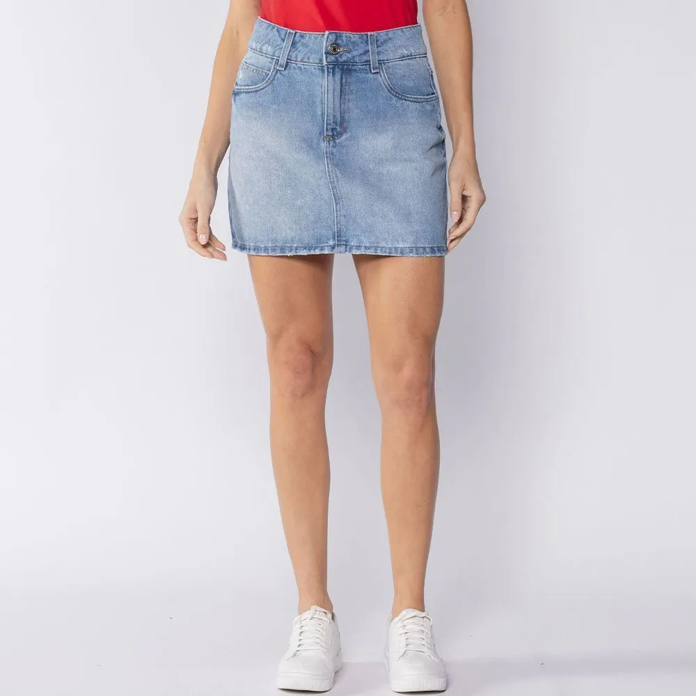 Mini Saia Jeans Sawary Azul Medio