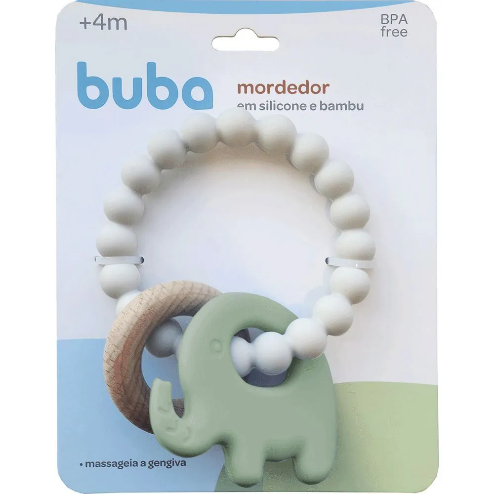 Mordedor de Silicone e Bambu Buba - Elefante