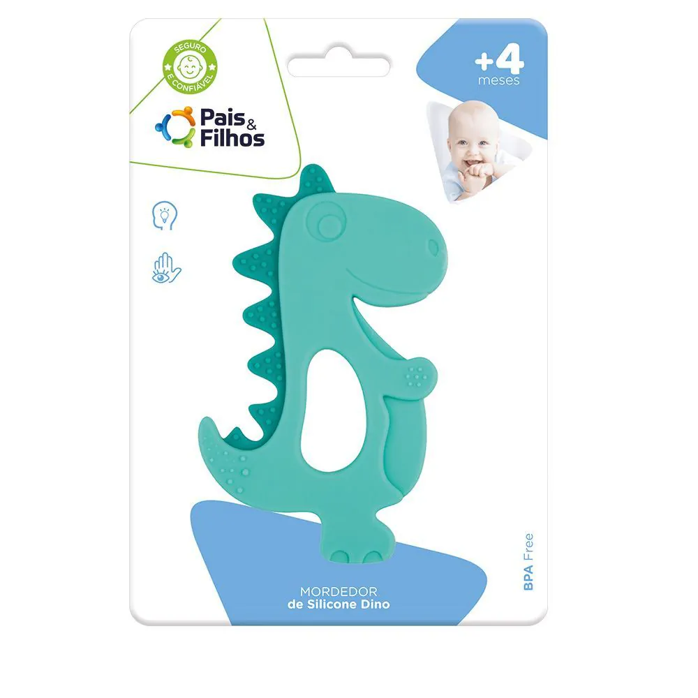 Mordedor Silicone Dino Pais e Filhos