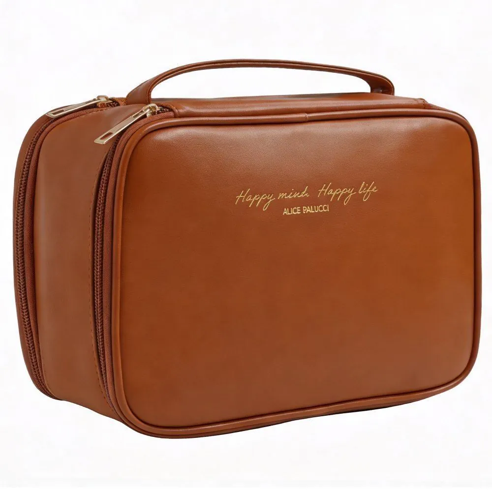 Necessaire com Duas Divisórias Alice Palucci - Caramelo U