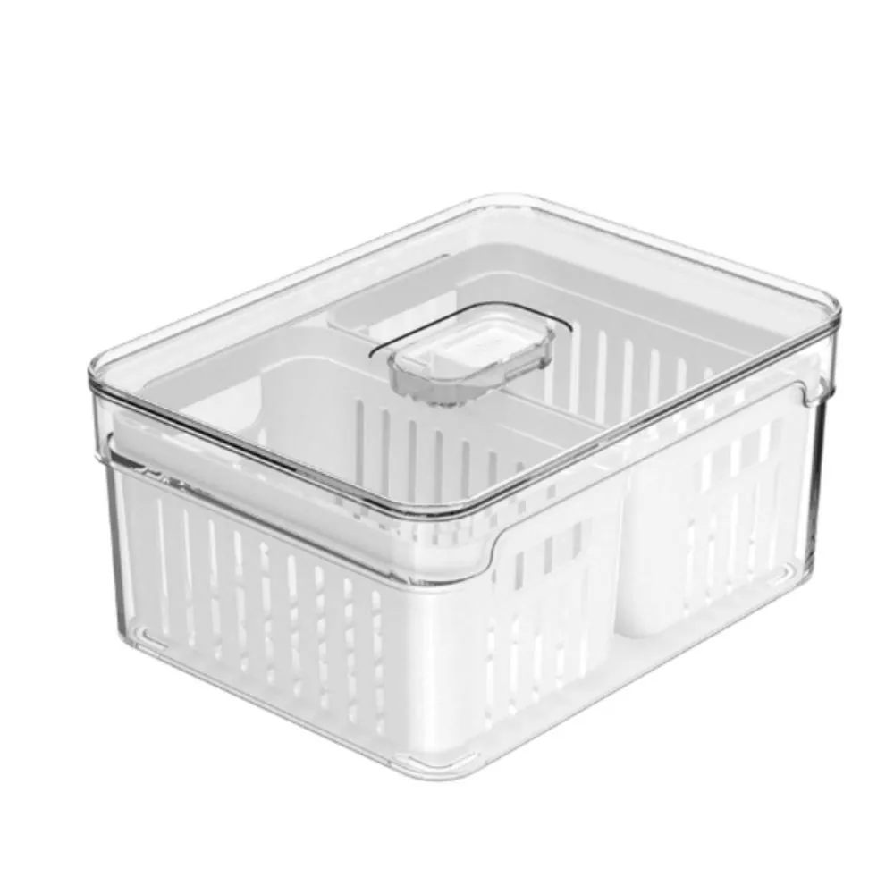 Organizador para Geladeira com 2 Cestos Clear Fresh Ou 2,2 Litros - Transparente e Branco