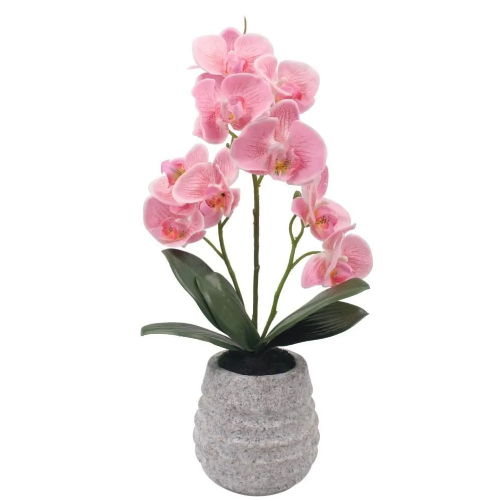Orquídea Artificial com Vaso de Cimento 43Cm - Sortido