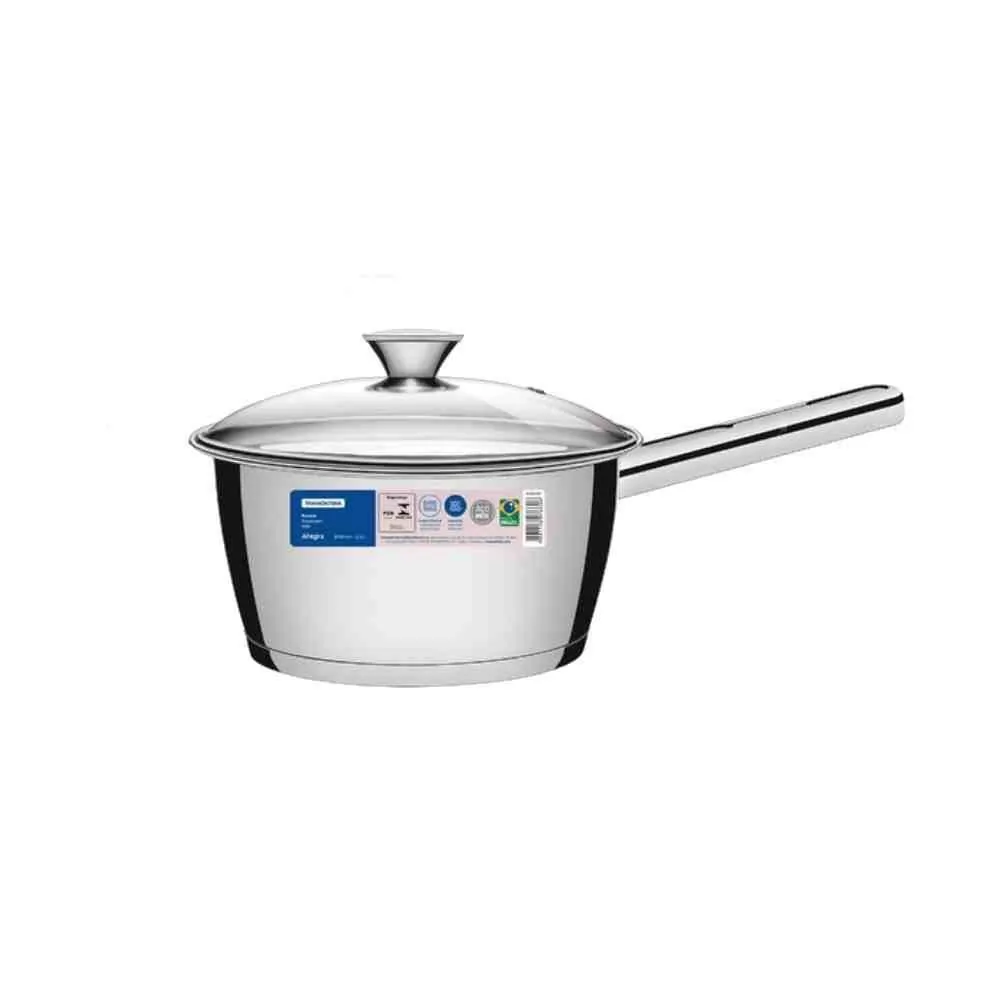 Panela Aço Inox Allegra com Tampa de Vidro Tramontina - 16cm