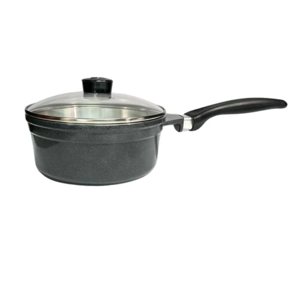 Panela Fundida com Tampa de Vidro Cava 20Cm - Grafite