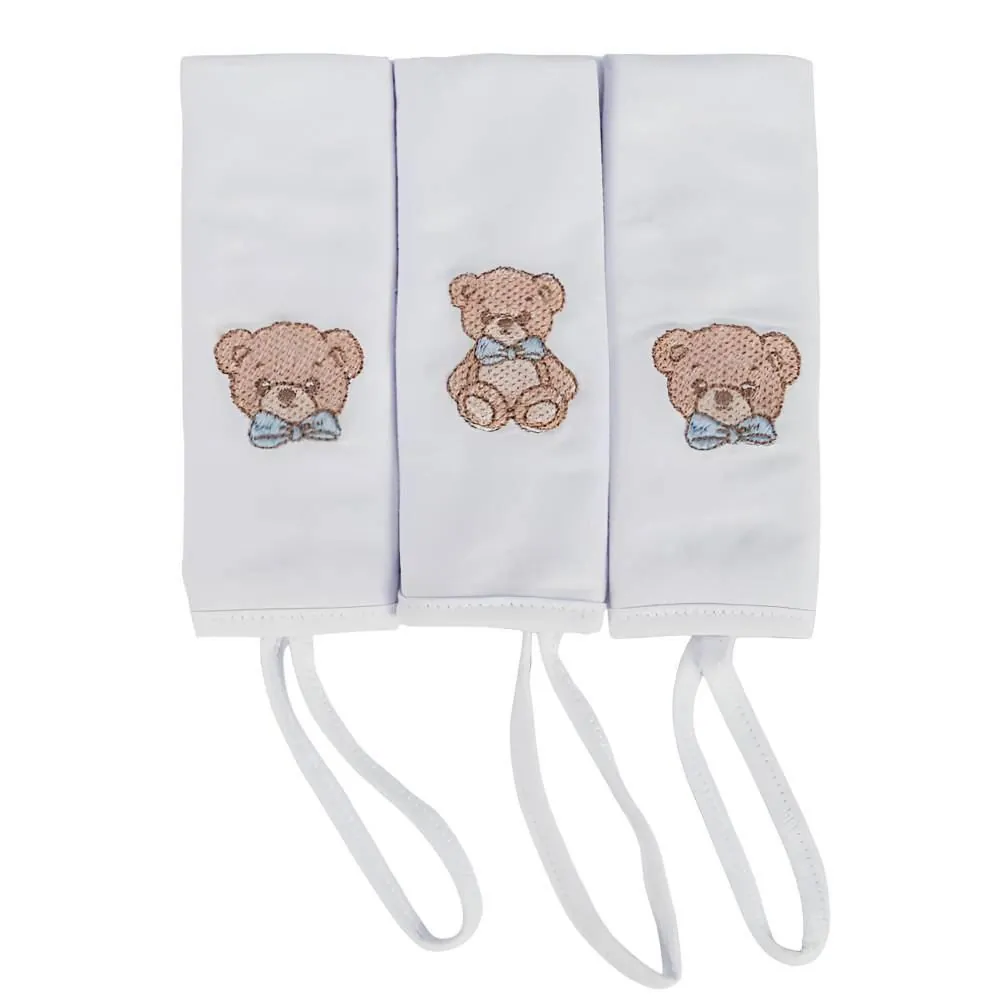 Pano de Boca com Prendedor de Chupeta 3 Peças - Urso Azul