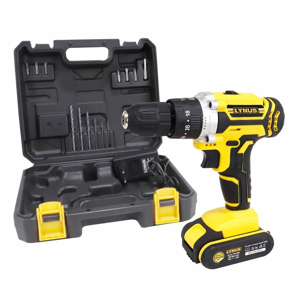 Parafusadeira e Furadeira com Impacto Lynus Bateria 20V Pfl20ci - Bivolt