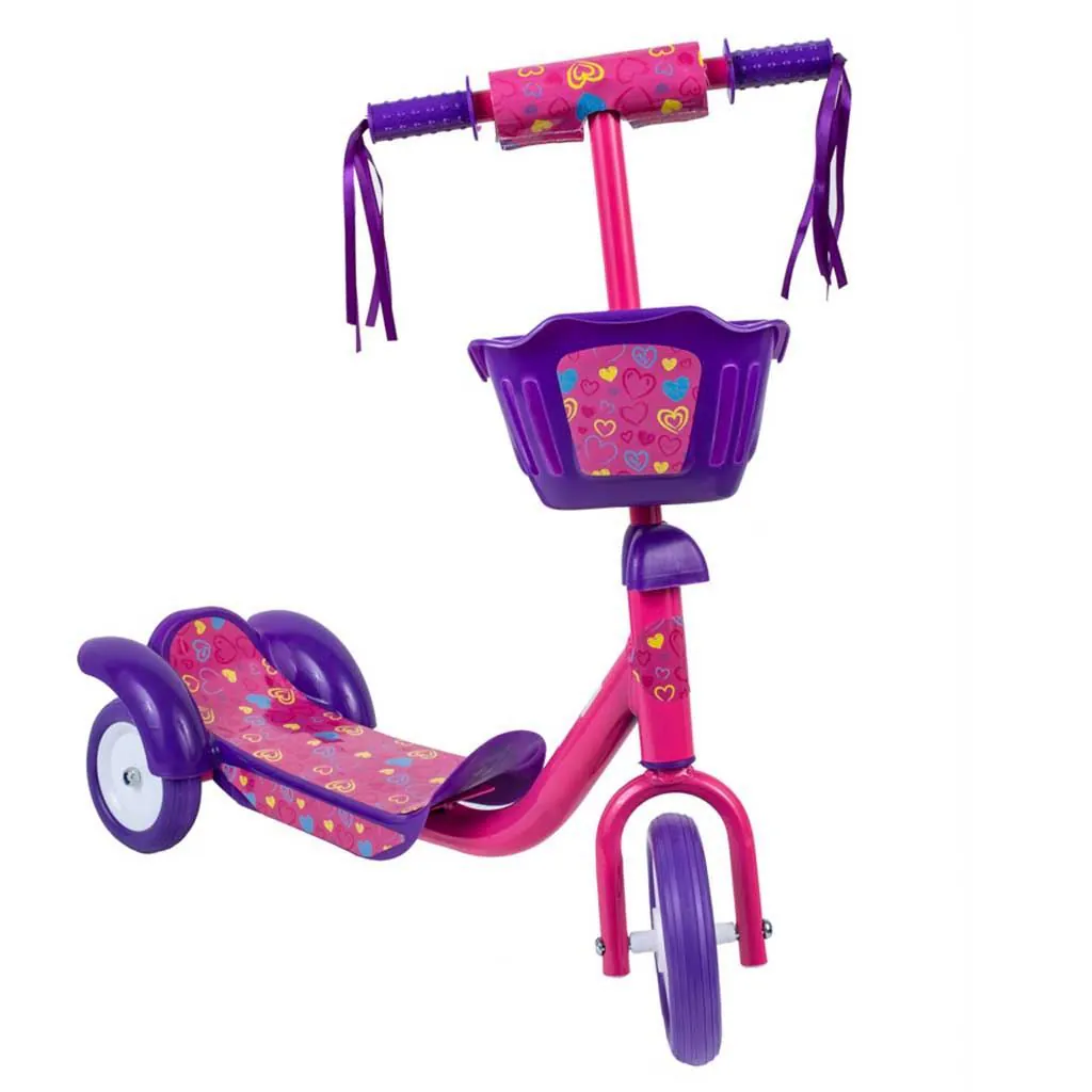 Patinete Feminino 3 Rodas com Cesto Toys - HBR0126