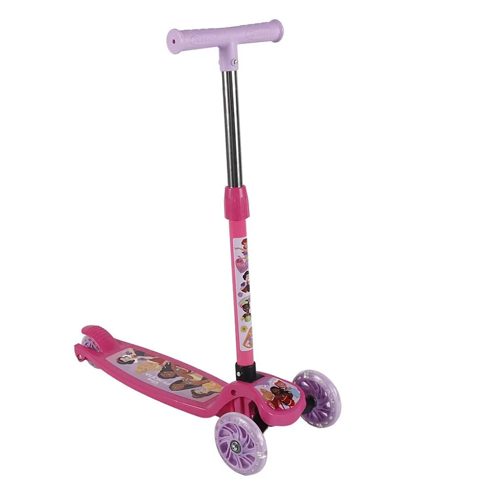 Patinete Infantil 3 Rodas com Led Princesas Disney