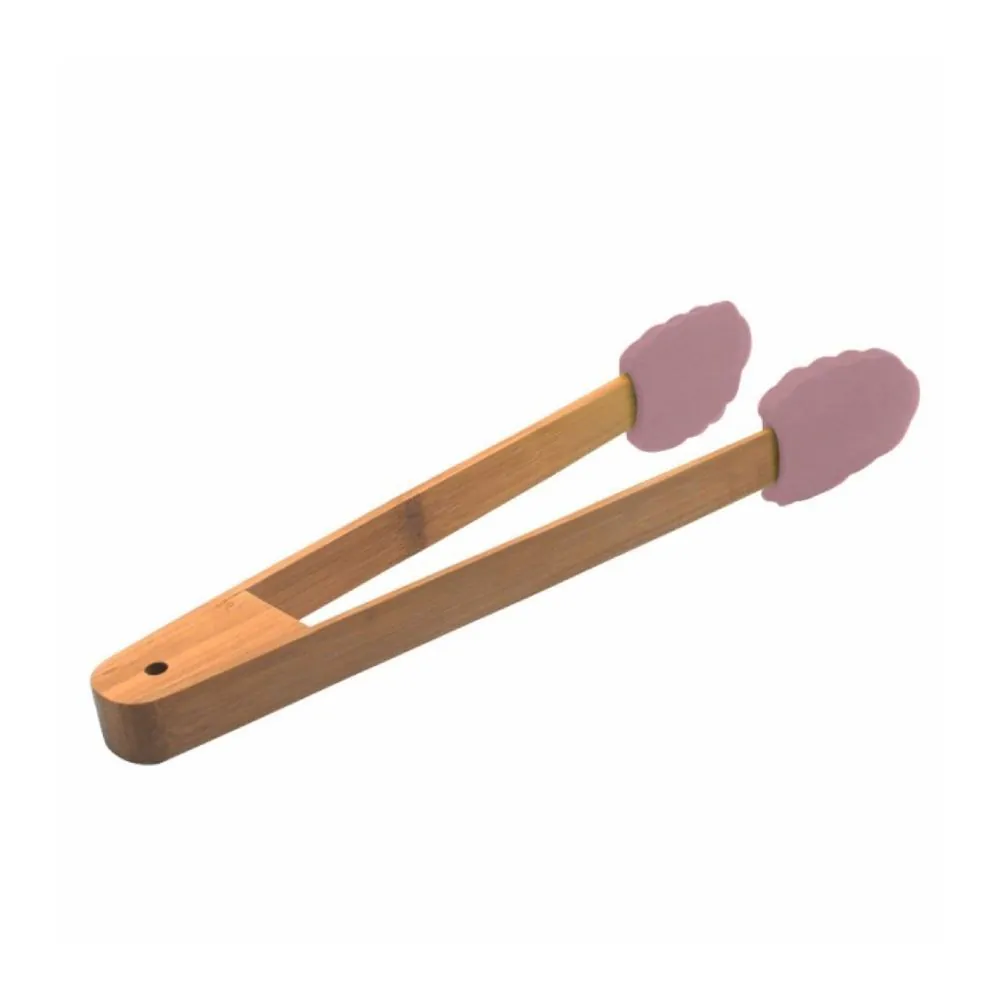 Pegador de Silicone com Cabo de Bambu - Rosa