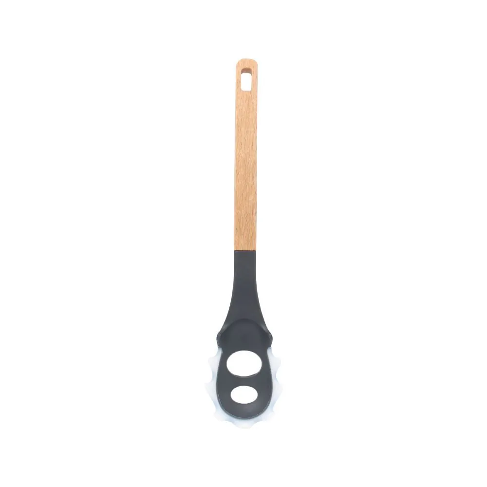 Pegador de Silicone com Cabo de Madeira 34,5 Cm - Preto