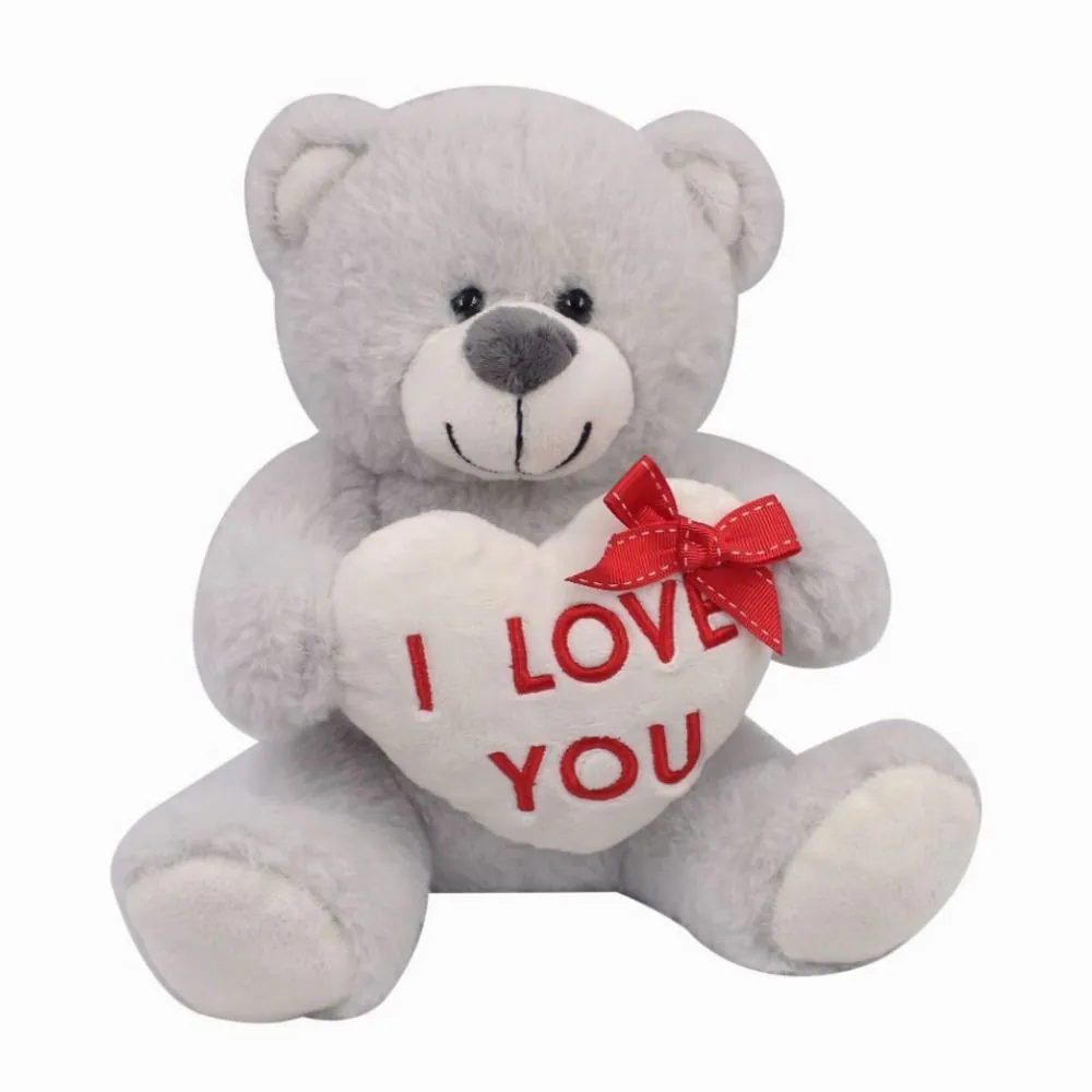 Pelúcia Urso Cinza com Coração 25Cm Toys - ST83553