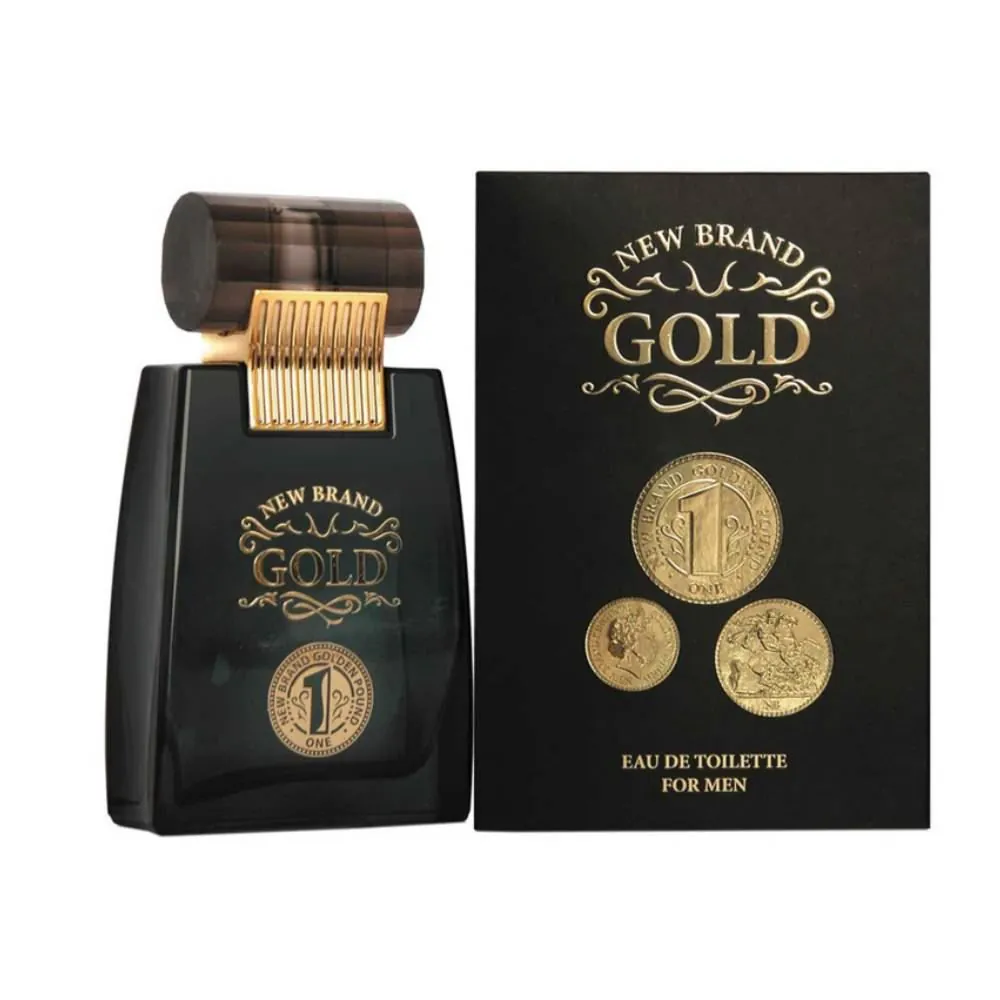 Perfume Masculino New Brand Gold For Men Eau de Toilette - 100ml