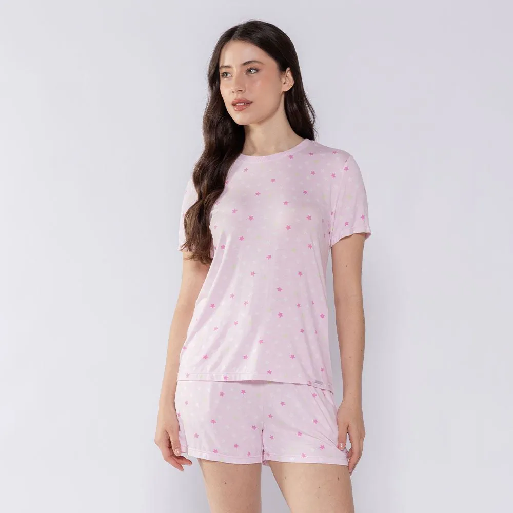 Pijama Feminino Curto Camila Moretti Rosa Claro