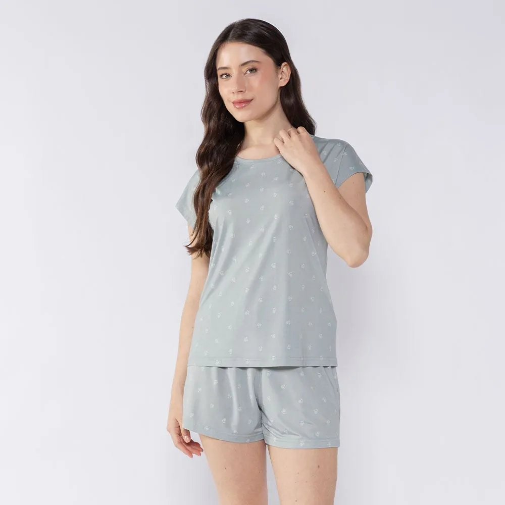 Pijama Feminino Curto de Liganete Holla Floral