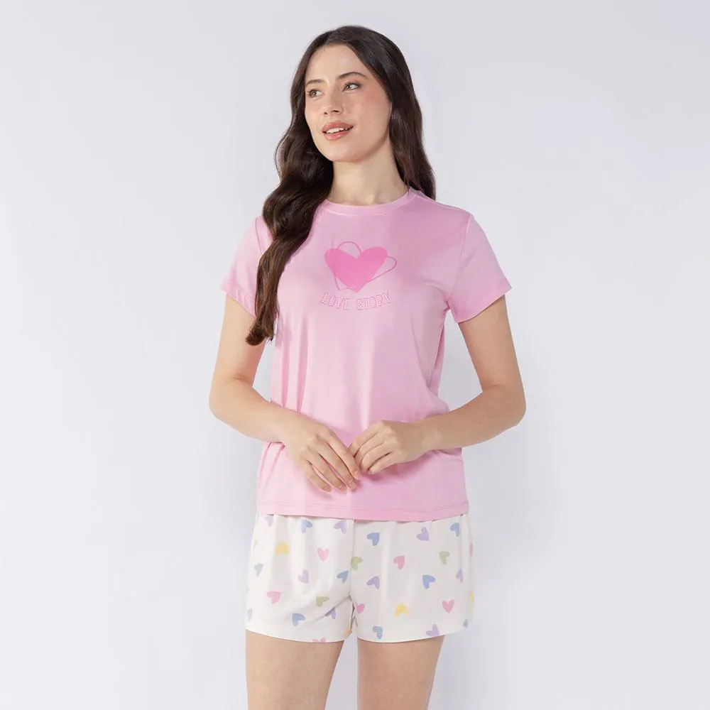 Pijama Feminino Curto Love Camila Moretti Rosa